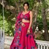1216RPIMAIN1.jpg Embrace Elegance: Rani Pink Floral Print Lehenga