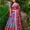 1222LUVMAIN1.jpg Lavender Color Kalamkari Print With Zari Weaving Dola Silk Voni Lehenga Choli