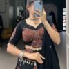 Black Cotton Chaniya Choli Set with Gota Patti and Printed Work Traditional Lehenga