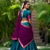 2004TELBACK.jpg Teal Color South Style Poly Cotton Half Saree Set