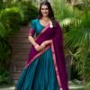 2004TELMAIN.jpg Teal Color South Style Poly Cotton Half Saree Set