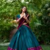 2004TELMAIN1.jpg Teal Color South Style Poly Cotton Half Saree Set