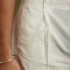 371_5 White Linen Zipper Kurta Set With Abstract Leaf Motifs