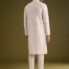 372_4 Off White Silk Kurta Set With Thread And Mirror Work