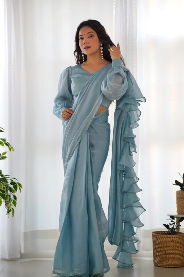 IMG_3274.jpg Sky Blue Ready-to-Wear Saree with Stitched Blouse in Luxurious Jimmy Choo Fabric