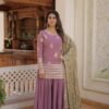 KA-1079PINK_1.jpg Onion Color Palazzo Suit with Embroidery Work