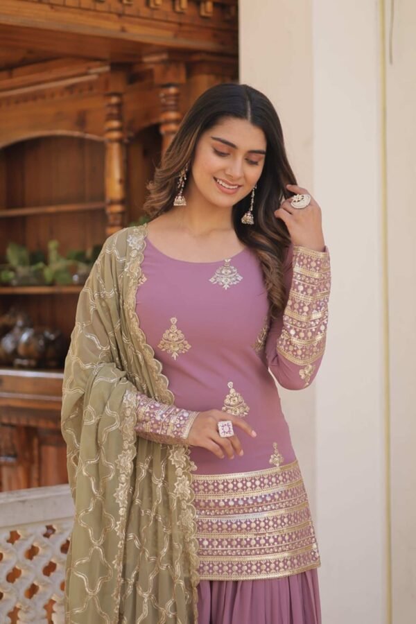 KA-1079PINK_4.jpg Onion Color Palazzo Suit with Embroidery Work