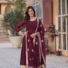 KA-1135MAROON_1.jpg Sophisticated Maroon Zari Sequins Embroidered Gown