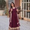 KA-1135MAROON_3.jpg Sophisticated Maroon Zari Sequins Embroidered Gown