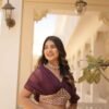 Luxurious Wine Russian Silk with Digital Print Lehenga with Designer Blouse