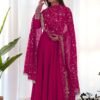 KB-241RANIPINK_4.jpg Dazzling Pink Georgette Gown Set Unforgettable Style