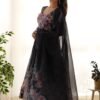 Sophisticated Black Organza Silk Anarkali Suit Set - Perfect Choice