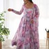 KB-263_4.jpg Exquisite Pink Organza Floral Print Anarkali Suit with Dupatta