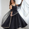 KB-285BLACK_3.jpg Black Color Sleeveless Roman Silk Chanderi Anarkali Suit