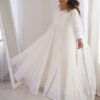 White Roman Silk Anarkali Suit Set
