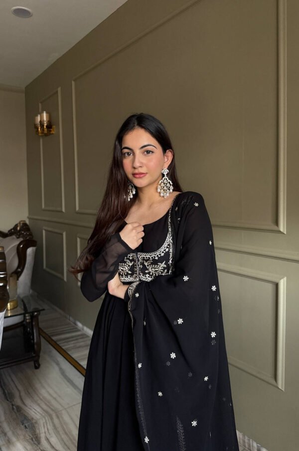 KB-299_2.jpg Jacket Style Black Anarkali Suit Set – Party Wear Georgette Anarkali Dress for Women