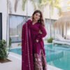 LW-9316_4.jpg Mulberry Wine Rangoli Silk Gown Set