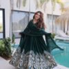 LW-9316_7.jpg Rich Green Rangoli Silk Gown Set