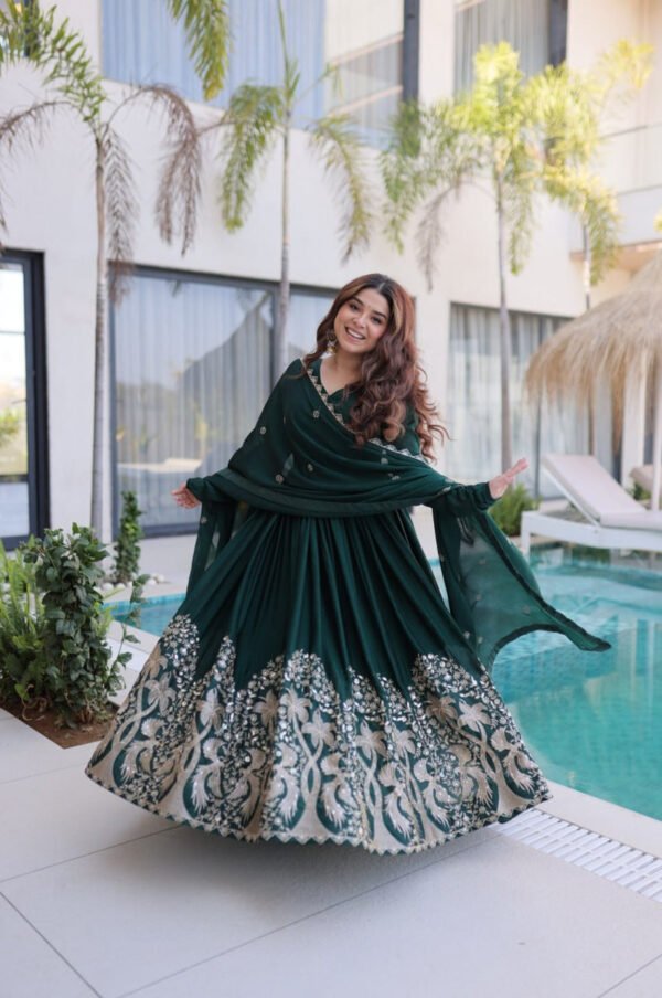 LW-9316_7.jpg Rich Green Rangoli Silk Gown Set