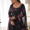 NKB-26BLACK_2.jpg Ready-to-Wear Black Floral Gown with Dupatta