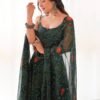 NKB-31DARKGREEN_4.jpg Green Bandhej Print Chiffon Gown with Dupatta - Lightweight & Flowy