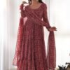 NKB-34_3.jpg Maroon Kalamkari Print Ready-to-Wear Gown with Dupatta