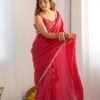 Premium Gold Crush Tissue Silk Ready-to-Wear Saree with Stitched Blouse