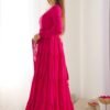 NKB-47PINK_1.jpg Elegant Roman Silk Chanderi Anarkali Suit Set with Banarasi Jacquard Dupatta