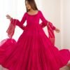 NKB-47PINK_5.jpg Elegant Roman Silk Chanderi Anarkali Suit Set with Banarasi Jacquard Dupatta