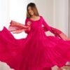 NKB-47PINK_6.jpg Elegant Roman Silk Chanderi Anarkali Suit Set with Banarasi Jacquard Dupatta