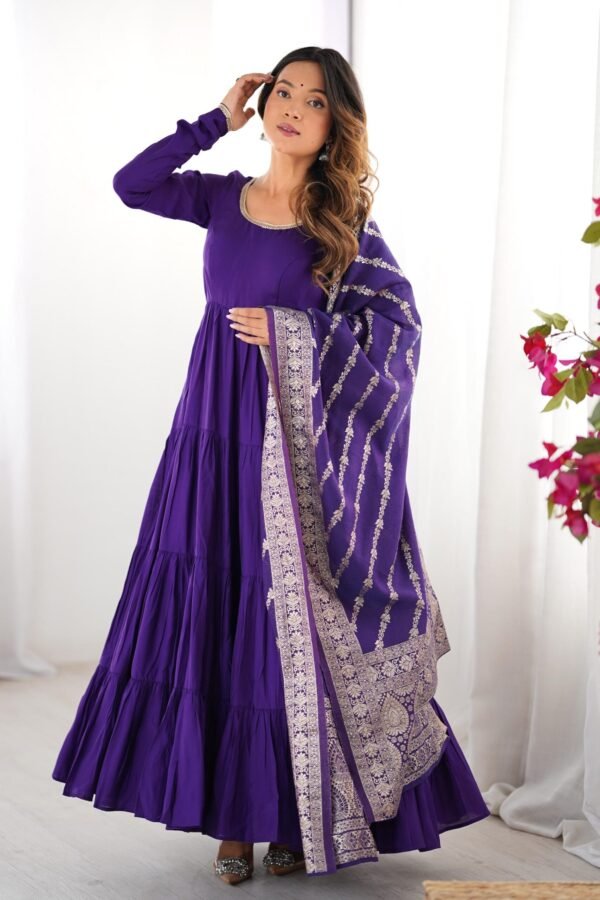 NKB-47PURPLE_4_2d076f6a-8e97-4df7-849e-182594ecb21c.jpg Purple Roman Silk Four-Layer Anarkali Gown Set
