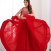 Red Color Fully Flared Lehenga Choli with Exquisite Embroidery