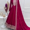 NKB-66DARKPINK_2.jpg Rani Pink Vichitra Silk Anarkali Gown