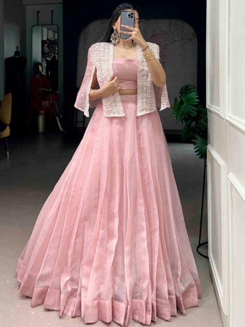 NNK1119_8.jpg Premium Tender Pink Allnen Crush Lehenga Set with 5 Meter Flair