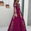 Pc-528_1_c04787eb-0203-45b4-9492-45da89b45d45.jpg Tyrian Purple Crop Top Lehenga Set with Heavy Embroidery & Stylish Shrug Look