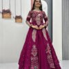 Pc-528_2_55b2aa52-94a7-41c6-9da7-8d9dd23d5587.jpg Tyrian Purple Crop Top Lehenga Set with Heavy Embroidery & Stylish Shrug Look