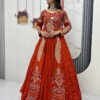 Pc-528_4_8caa4525-4fd4-4620-9719-f18b9a5f1add.jpg Orange Crop Top Lehenga Set with Heavy Embroidery & Stylish Shrug Look