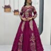 Pc-528_7_957fd3bc-8a54-4515-addf-eed5226fea06.jpg Tyrian Purple Crop Top Lehenga Set with Heavy Embroidery & Stylish Shrug Look