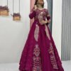 Pc-528_8_7bde7d06-ff65-4185-b5a4-e04f2c386d8c.jpg Tyrian Purple Crop Top Lehenga Set with Heavy Embroidery & Stylish Shrug Look