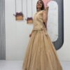 Dark Tan Crunchy Silk Lehenga Set with 3.5 Meter Flair & Heavy Sequins Jacket