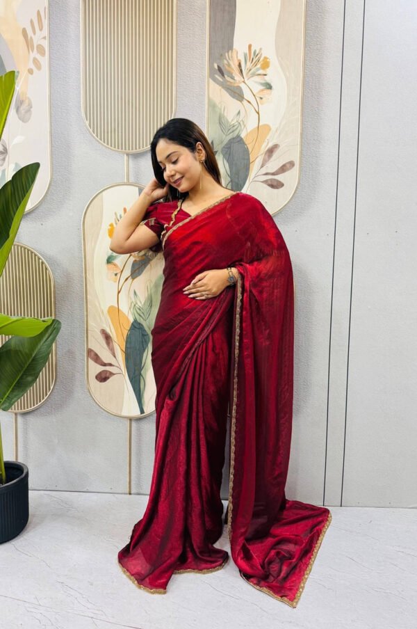 SG-239_19.jpg Arabian Red Space Silk Gown Saree with Beads Lace & Dupatta