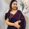 SG-239_21.jpg Purple Space Silk Gown Saree with Beads Lace & Dupatta