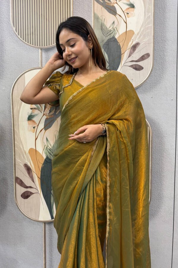 SG-239_3_116b35d4-3a9c-4c69-b0b0-4bd63926e138.jpg Bronze Color Space Silk Gown Saree with Beads Lace & Dupatta