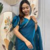 SG-239_7.jpg Regal Blue Space Silk Gown Saree with Beads Lace & Dupatta