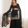 SRK-5317BLACK_5.jpg Black Sequin Work Ruffle Sharara Suit Set