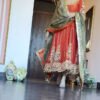 Orange Wedding Wear Anarkali Suit Set
