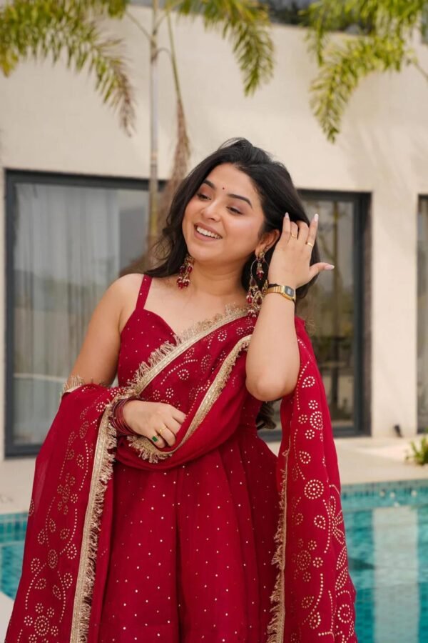 suratikart_1_337a1219-1e1a-4af1-850f-8bd588c77642.jpg Cherry Red Tabby Organza Mukesh Work Palazzo Suit